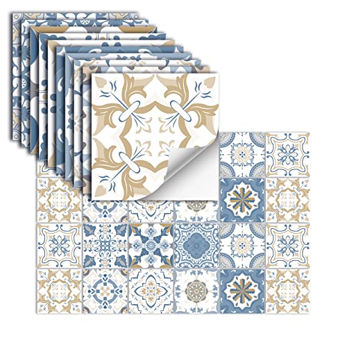 24 Stück Fliesenaufkleber Selbstklebendes Vinyl Wasserdichtwandaufkleber FüR Küche Bad Fliesen Wand Kamin Schrank Dekorationsaufkleber,HZ-37,15 X 15 Cm von oxiang