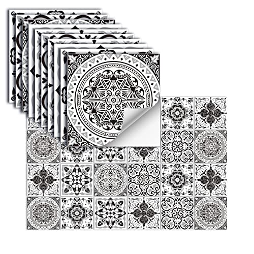 24 Stück Fliesenaufkleber Selbstklebendes Vinyl Wasserdichtwandaufkleber FüR Küche Bad Fliesen Wand Kamin Schrank Dekorationsaufkleber,HZ-40,10 X 10 Cm von oxiang