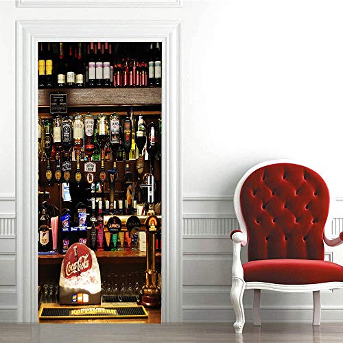 3D Türaufkleber Bar Selbstklebende Wandbild Home Decoration Wandaufkleber Schlafzimmer Wohnzimmer Abnehmbare Poster Art Aufkleber-77 x 200 cm von oxiang