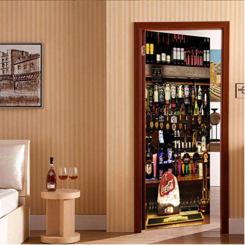 3D Türaufkleber Bar Selbstklebende Wandbild Home Decoration Wandaufkleber Schlafzimmer Wohnzimmer Abnehmbare Poster Art Aufkleber-95 x 215 cm von oxiang