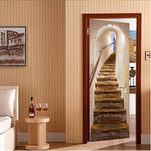 3D Türaufkleber Stairway Channel Selbstklebende Wandmalerei Home Decoration Wandaufkleber Schlafzimmer Wohnzimmer Abnehmbare Poster Art Aufkleber-90x200cm von oxiang