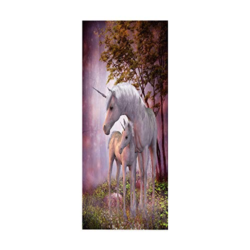 3D Türaufkleber Unicorn Selbstklebende Wandbild Home Decoration Wandaufkleber Schlafzimmer Wohnzimmer Abnehmbare Poster Art Aufkleber-90x200cm von oxiang