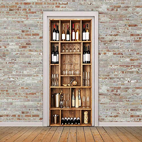 3D Türaufkleber Weinkabinett Selbstklebende Wandmalerei Home Decoration Wandaufkleber Schlafzimmer Wohnzimmer Abnehmbare Poster Art Aufkleber-90x200cm von oxiang