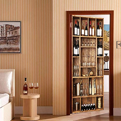 3D Türaufkleber Weinkabinett Selbstklebende Wandmalerei Home Decoration Wandaufkleber Schlafzimmer Wohnzimmer Abnehmbare Poster Art Aufkleber-95 x 215 cm 3D Türaufkleber Weinkabinett Selbstklebende Wandmalerei Home Decoration Wandaufkleber Schlafzimmer Wohnzimmer Abnehmbare Poster Art Aufkleber-95 x 215 cm von oxiang
