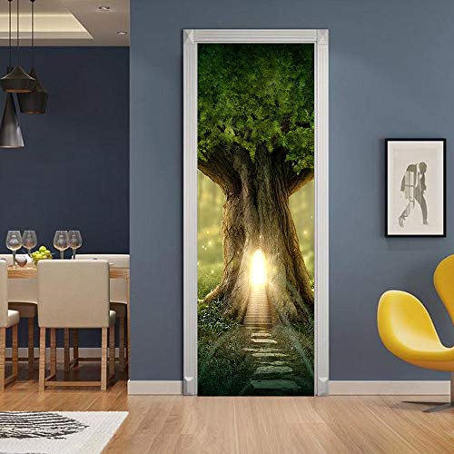 3d TüRaufkleber Baum Selbstklebendes Wandbild Home Decoration Wandaufkleber Schlafzimmer Wohnzimmer Abnehmbare Poster Art Aufkleber-95 x 215 cm von oxiang