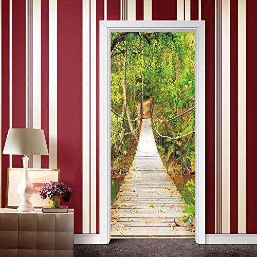 3d TüRaufkleber HäNgebrüCke Selbstklebendes Wandbild Wohnkultur Wandaufkleber Schlafzimmer Wohnzimmer Abnehmbare Poster Art Aufkleber-77 x 200 cm von oxiang