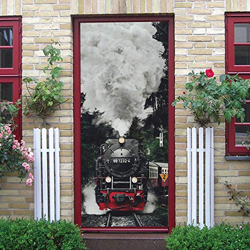 3d TüRaufkleber Lokomotive Selbstklebendes Wandbild Home Decoration Wandaufkleber Schlafzimmer Wohnzimmer Abnehmbarer Poster Art Aufkleber-95 x 215 cm von oxiang