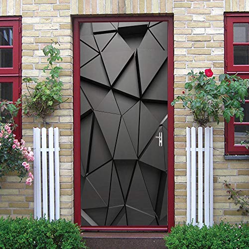 3d TüRaufkleber Schwarzes Geometrisches Selbstklebendes Wandbild Hauptdekoration Wandaufkleber Schlafzimmer Wohnzimmer Abnehmbare Plakatkunstaufkleber-95 x 215 cm von oxiang