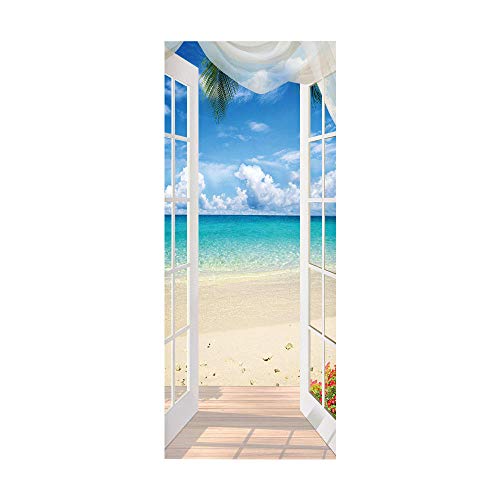 3d TüRaufkleber Strand Selbstklebende Wandbild Home Decoration Wandaufkleber Schlafzimmer Wohnzimmer Abnehmbare Poster Art Aufkleber-90x200cm von oxiang