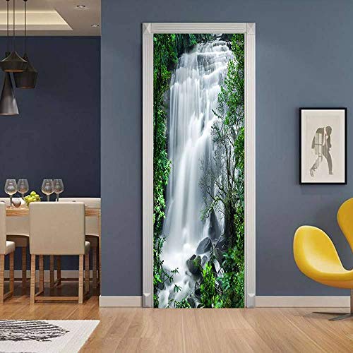 3d TüRaufkleber Wasserfall Selbstklebendes Wandbild Home Decoration Wandaufkleber Schlafzimmer Wohnzimmer Abnehmbare Poster Art Aufkleber-95 x 215 cm von oxiang