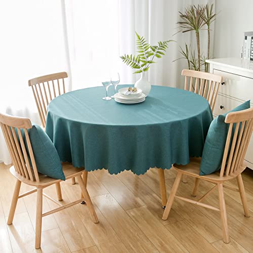 Baumwolle Und Leinen Einfarbig Tischdecke Runde Fleckabweisende Esstisch Outdoor Tischdecken,120cm,grün von oxiang