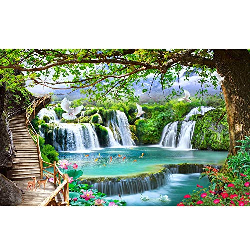 Fototapete 3D-Effekt Panorama Wandbild Natur Landschaft Wasserfall für Wohnzimmer Erwachsene Kinder Schlafzimmer Home Decoration Wandplakat-Vlies_250x180cm-5 Teil von oxiang