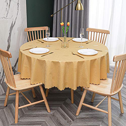 PVC Tischdecke Runde Fleckabweisende Und Wasserdichter Esstisch Outdoor PVC Tischdecken Goldene Blätter-120cm von oxiang