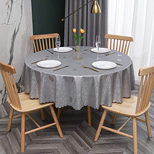 PVC Tischdecke Runde Fleckabweisende Und Wasserdichter Esstisch Outdoor Tischdecken LäSst Grau-200cm von oxiang