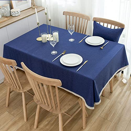 Tischdecke Rechteckige Baumwolle Leinen Einfarbig Esstisch Outdoor Tischdecken,90 X 130cm,blau Tischdecke Rechteckige Baumwolle Leinen Einfarbig Esstisch Outdoor Tischdecken,90 X 130cm,blau von oxiang