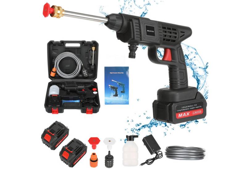 oyajia Akku-Hochdruckreiniger Handgehaltene Autowaschpistole Waschpistole Akku Auto Hochdruckpistole, Druck max: 30 bar, Fördermenge max: 240 l/h, bürstenlos kabellos 21V 30 Bar 6-in-1 Düse Autowäsche Bodenreinigung von oyajia