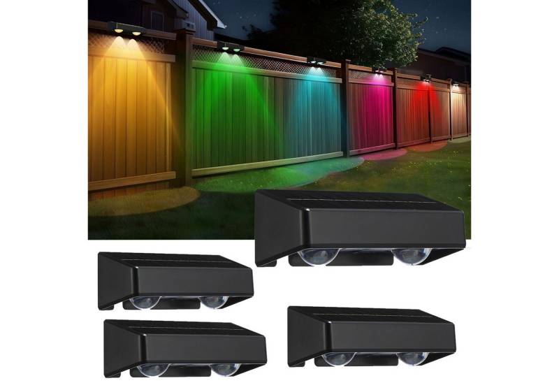 oyajia Außen-Wandleuchte 4 Stück Solarlampe für Außen, LED Solarleuchte Außen Wandlampe Up Down, LED fest integriert, Warmweiß, Kaltweiß, RGB, LED Solarleuchte für Veranda, Garten, Terrasse, Zaun, Pool, Balkon von oyajia