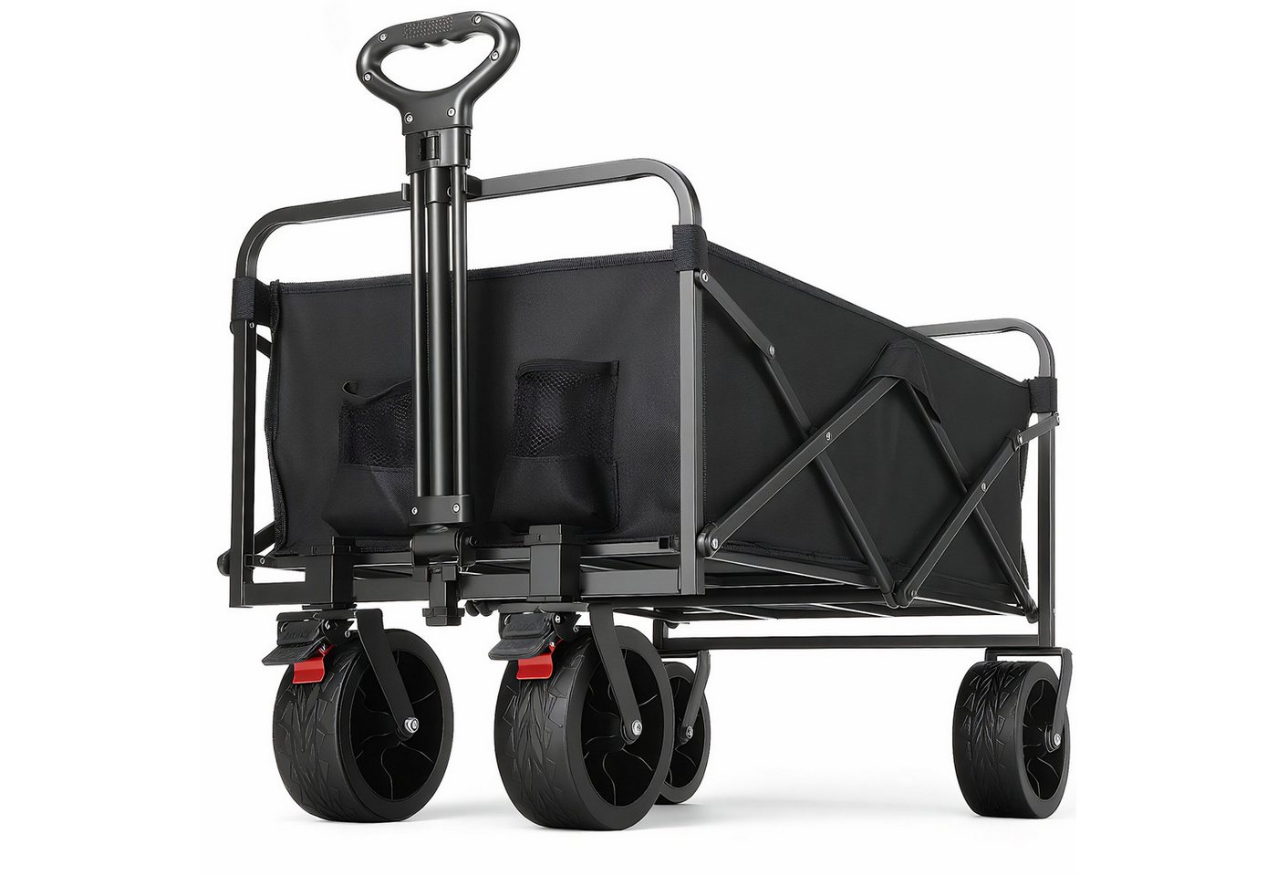 oyajia Bollerwagen Faltbarer Bollerwagen mit PU-Reifen, Teleskopstange & 150kg Tragkraft, Strandkarren mit großer Kapazität, für Sport, Einkauf, Camping von oyajia