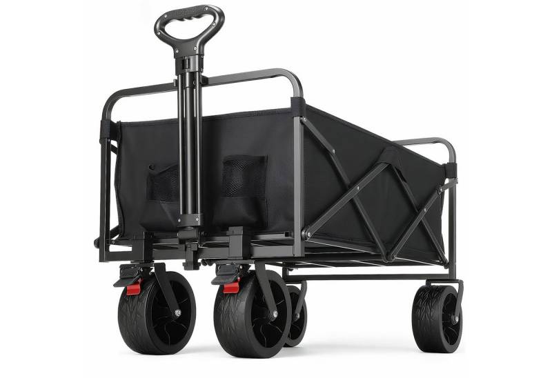 oyajia Bollerwagen Faltbarer Bollerwagen mit PU-Reifen, Teleskopstange & 150kg Tragkraft, Strandkarren mit großer Kapazität, für Sport, Einkauf, Camping von oyajia