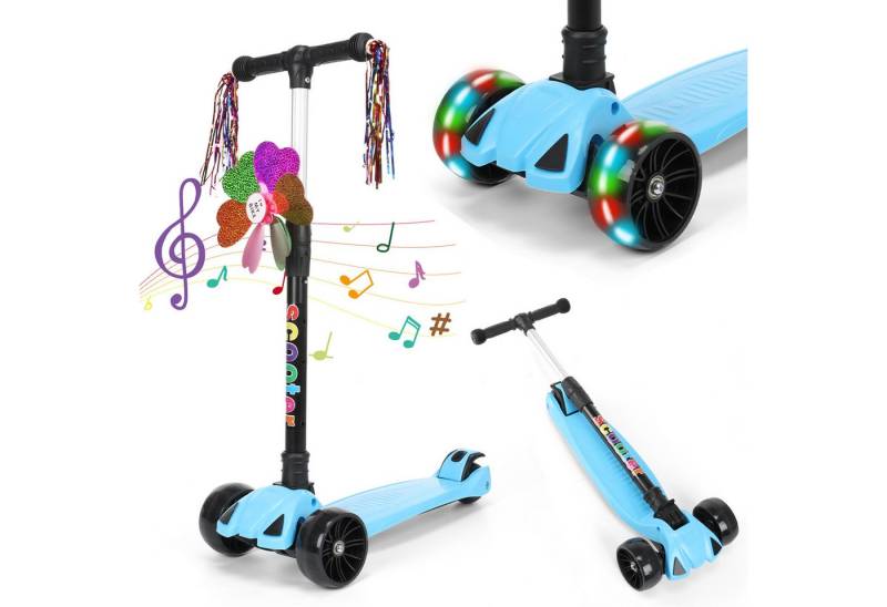 oyajia Cityroller Roller Kinder Scooter Dreiradscooter mit PU LED Räder Faltbar, (Kinderscooter mit PU LED Räder, 100kg belastbar), Kinderoller Dreiradscooter mit PU LED Räder Cityroller Tret-Roller von oyajia