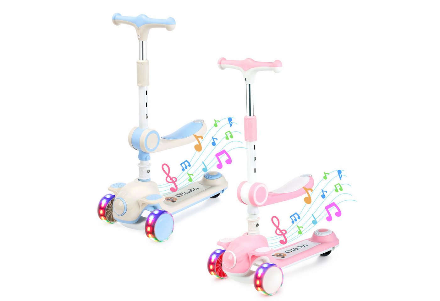 oyajia Cityroller Scooter Roller Kinder Kinderroller Dreiradscooter ab 2 jahre, (Roller höhenverstellbarer Cityroller), höhenverstellbarer Kinder Scooter mit LED Wheels von oyajia