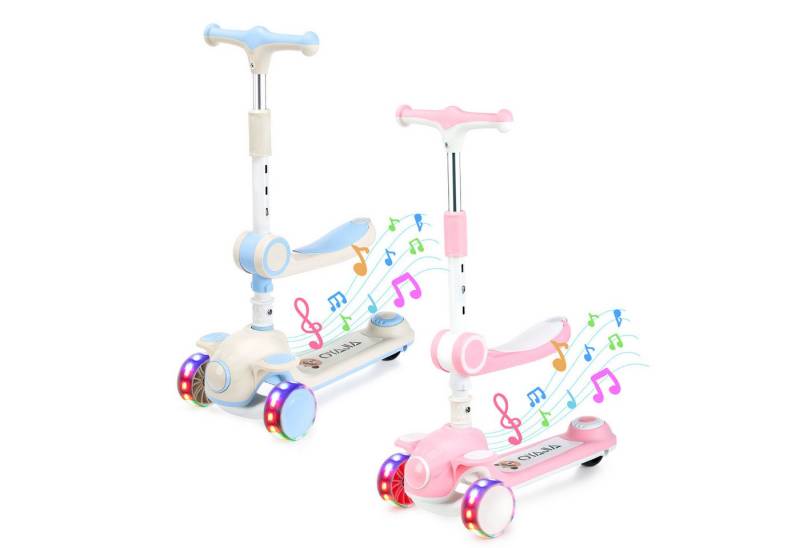 oyajia Cityroller Scooter Roller Kinder Kinderroller Dreiradscooter ab 2 jahre, (Roller höhenverstellbarer Cityroller), höhenverstellbarer Kinder Scooter mit LED Wheels von oyajia