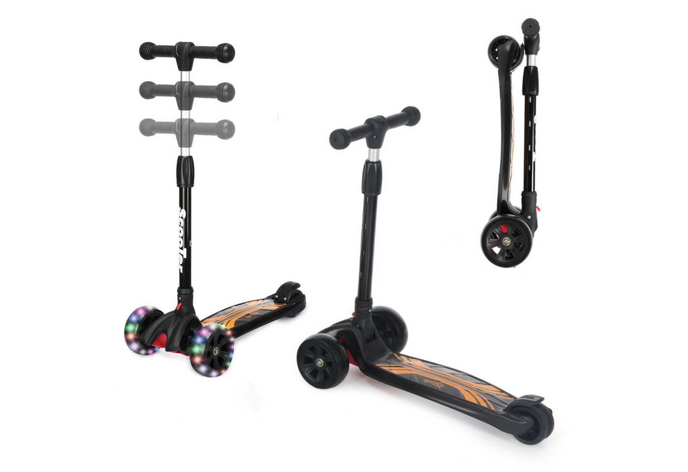oyajia Cityroller Scooter Roller Kinder Kinderroller Dreiradscooter ab 2 jahre faltbar, (Faltbar Tret-Roller höhenverstellbarer Cityroller), Kinderscooter mit ABEC-9 Kugellager, Belastbar bis zu 100 Kg von oyajia