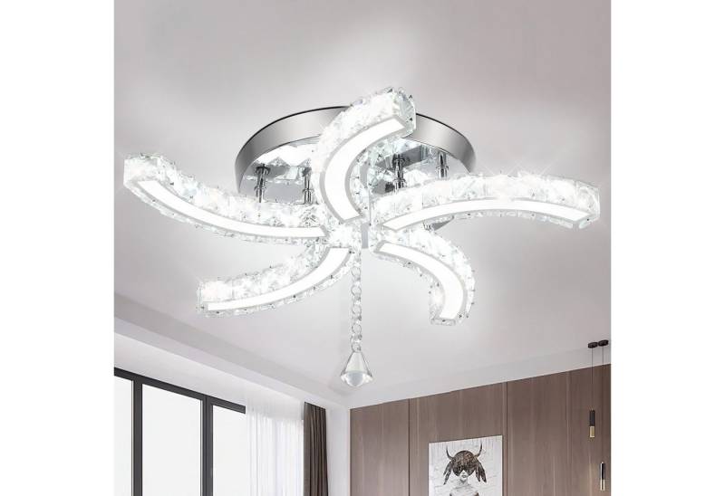 oyajia Deckenleuchte 24W Luxus LED Deckenleuchte 50cm, Modern K9 Kristall Deckenlampe 6500K, LED fest integriert, ‎Kaltweiß, Edelstahl Sternform Glanz Deckenleuchte, für Wohnzimmer Flur Hotel von oyajia