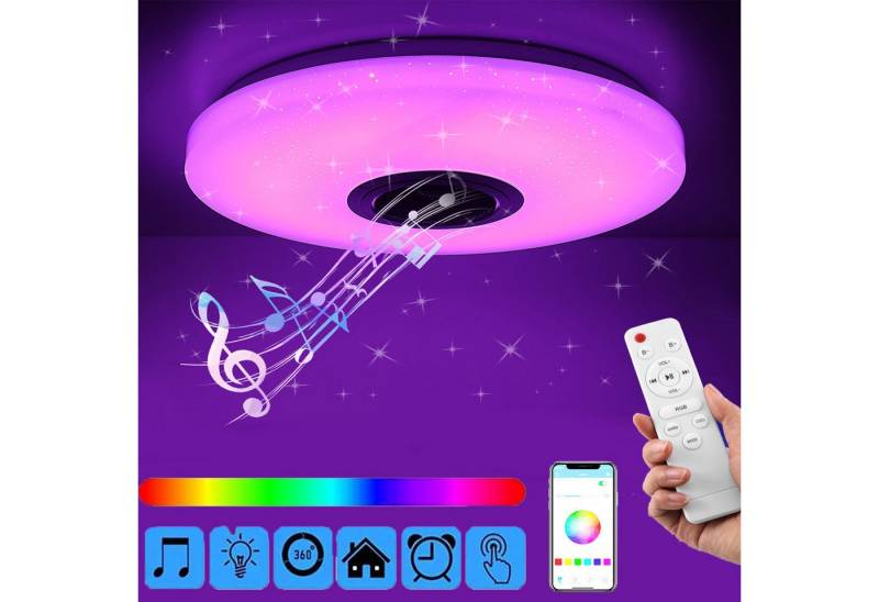 oyajia Deckenleuchte 36W Musik LED Deckenleuchte mit Bluetooth Lautsprecher, RGB Lamp 40cm, RGB von oyajia