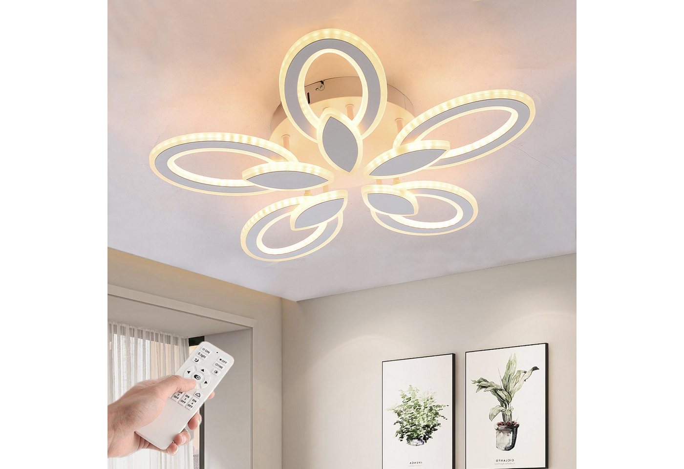oyajia Deckenleuchte 40W LED Deckenlampe, 10 Blumenförmiges,Dimmbar mit Fernbedienung, LED fest integriert, Moderne 4000LM LED Deckenlampe Wohnzimmer Schlafzimmerlampe oyajia Deckenleuchte 40W LED Deckenlampe, 10 Blumenförmiges,Dimmbar mit Fernbedienung, LED fest integriert, Moderne 4000LM LED Deckenlampe Wohnzimmer Schlafzimmerlampe von oyajia