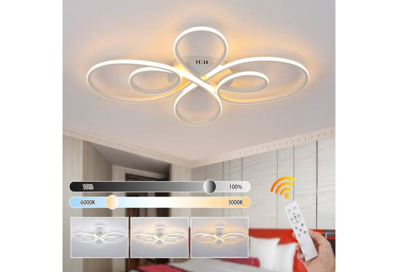 oyajia Deckenleuchte 42W Blumenförmiges LED Deckenleuchte, Modern Metall Deckenlampe 80cm, LED fest integriert, Warmweiß, Naturweiß, Kaltweiß, Dimmbar mit Fernbedienung, für Wohnzimmer, Schlafzimmer, Flur, Küche von oyajia