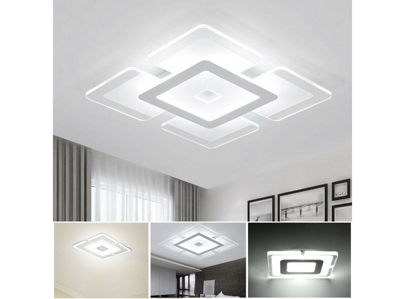 oyajia Deckenleuchte LED Deckenleuchte Ultradünne Deckenlampe 20x20 cm, 2500K-5500K, LED fest integriert, 18W Deckenpaneel eckig Lampen, Wohnzimmer Schlafzimmer Küche Lampe von oyajia