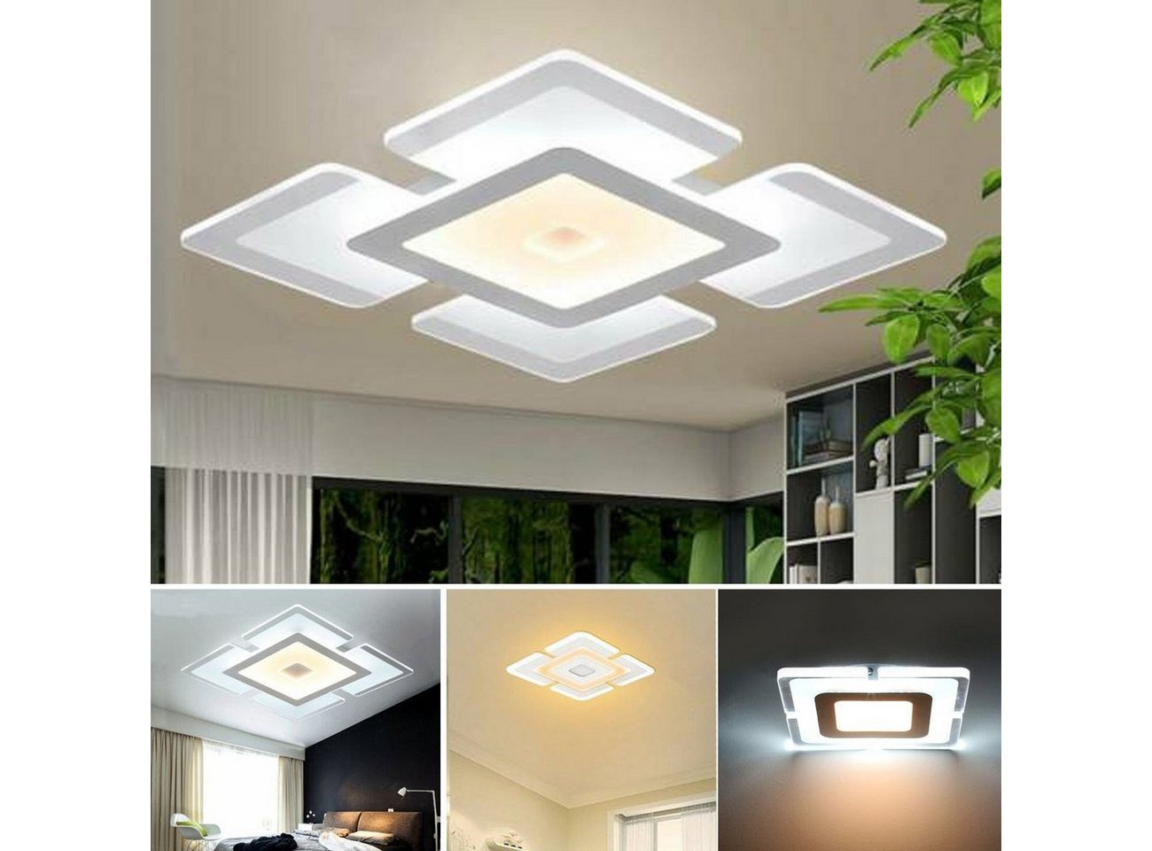 oyajia Deckenleuchte LED Deckenleuchte Ultradünne Deckenlampe 20x20 cm, 2500K-5500K, LED fest integriert, 18W Deckenpaneel eckig Lampen, Wohnzimmer Schlafzimmer Küche Lampe von oyajia