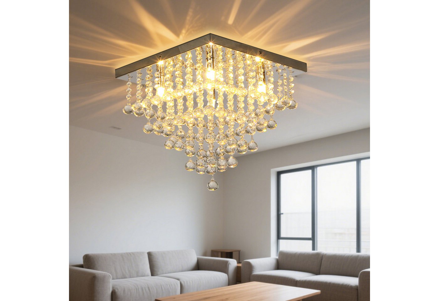 oyajia Deckenleuchte Moderne Kristall Deckenlampen, Luxus Wohnzimmer Kronleuchter G9 Sockel, LED wechselbar, Quadrat Kronleuchter Deckenleuchte, für Wohnzimmer Schlafzimmer Küche von oyajia