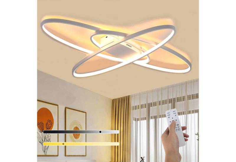oyajia Deckenleuchten Oval LED Deckenlampe 85cm, Dimmbar mit Fernbedienung für Wohnzimmer, LED fest integriert, Warmweiß, Naturweiß, Kaltweiß, 3 Flammig 40W Deckenleuchte Schlafzimmer Esszimmer Hotel Dekoration von oyajia