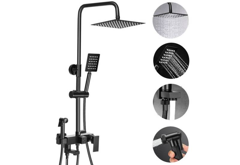 oyajia Duschsystem Brausegarnituren Edelstahl Duschstange Set Messing Wasserhahn Duschset, 4 Strahlart(en), Thermostat Duschstangen Edelstahl Duscharmaturen Set Wassersparend von oyajia