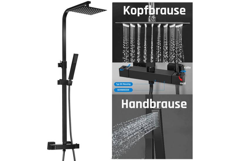 oyajia Duschsystem Brausegarnituren Edelstahl Duschstange Set Messing Wasserhahn Duschset, Höhe 78 cm, 2 Strahlart(en), 2-in-1 Duschsystem, Regendusche, Handbrause,Verstellbarer Duschstange von oyajia