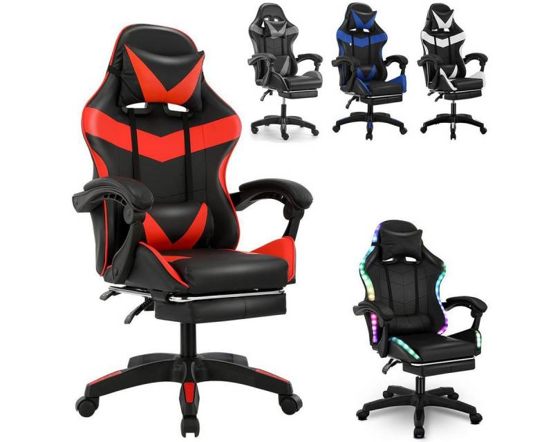 oyajia Gaming Chair Gaming Stuhl Bürostuhl Ergonomisch mit Kopfkisse, Massage Lendenkissen, Verstellbare Rückenlehne mit Fußstütze,Gaming Stuhl 130kg Belastbarket von oyajia