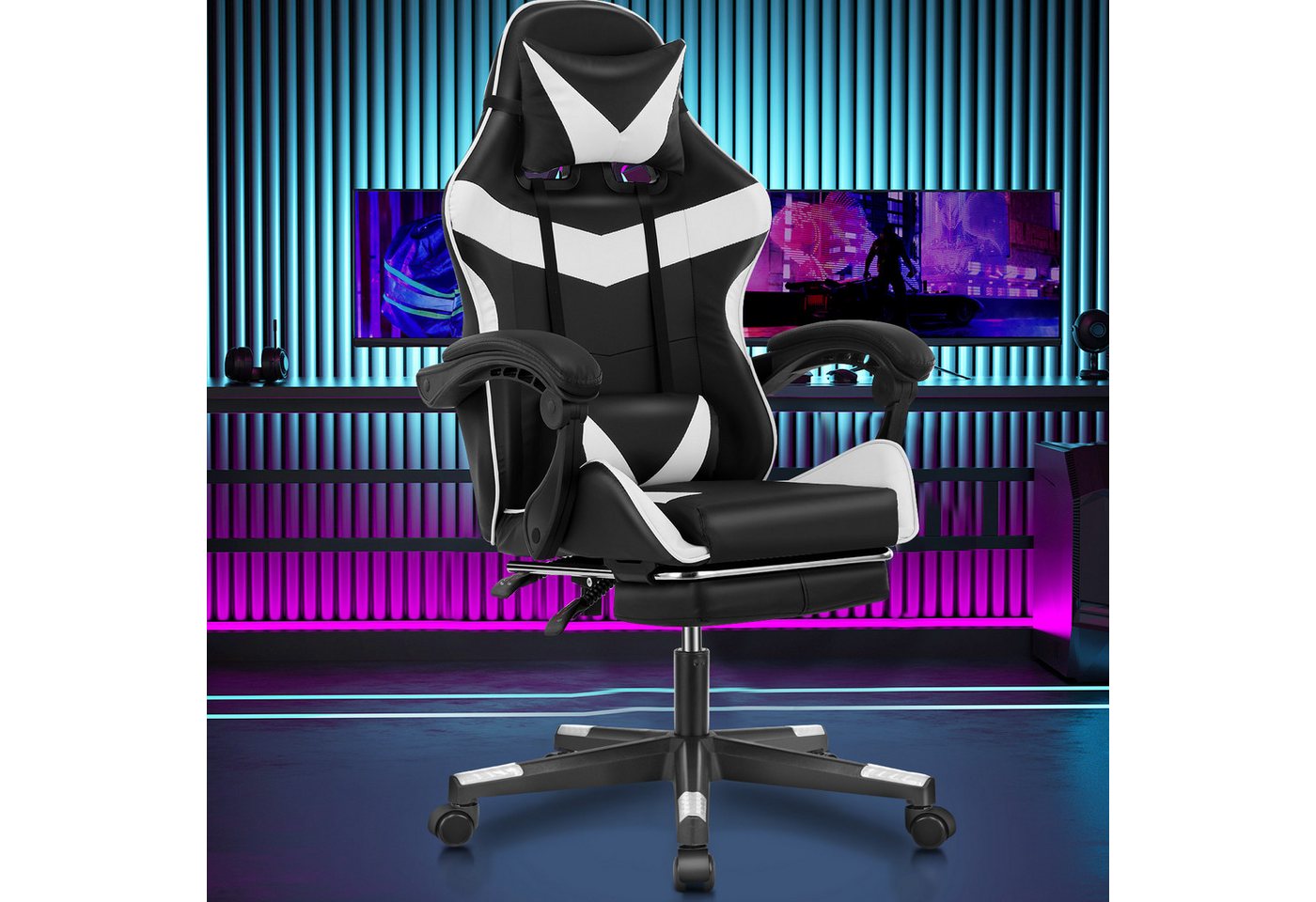 oyajia Gaming-Stuhl Ergonomischer Gaming Sessel mit Massagefunktion Schreibtischstuhl, Gaming-Stuhl Bürostuhl mit Massagefunktion, Fußstütze, Kopfstütze oyajia Gaming-Stuhl Ergonomischer Gaming Sessel mit Massagefunktion Schreibtischstuhl, Gaming-Stuhl Bürostuhl mit Massagefunktion, Fußstütze, Kopfstütze von oyajia