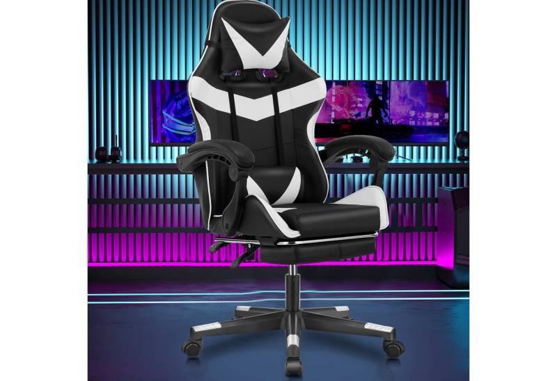 oyajia Gaming-Stuhl Ergonomischer Gaming Sessel mit Massagefunktion Schreibtischstuhl, Gaming-Stuhl Bürostuhl mit Massagefunktion, Fußstütze, Kopfstütze von oyajia