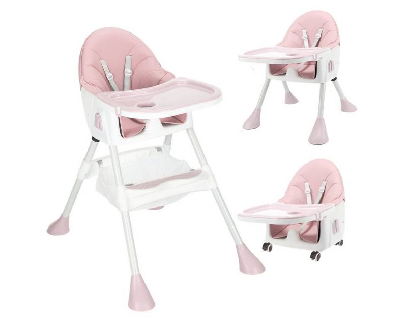 oyajia Kinderstuhl 3-in-1 Kinderstuhl, Kombistuhl, Babystuhl, 7-stufig höhenverstellbar (Verstellbare Kinderstuhl wächst mit Ihrem Kind von 6 Monaten bis 5 Jahren), Babystuhl mit Tablett und 5-Punkt-Gurt, Fußstütze, Einfach zu Reinigen von oyajia