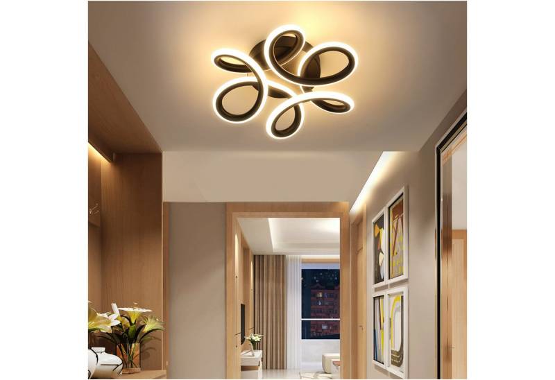oyajia LED Deckenleuchte 36W/60W Modern Schwarz LED Deckenlampe in Blumenförmiges Design 3000K, LED fest integriert, Warmweiß, LED Deckenleuchte für Wohnzimmer Schlafzimmer Küche Flur Büro von oyajia