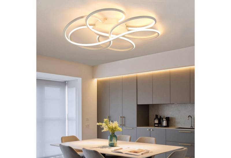 oyajia LED Deckenleuchte 65W Modern Weiß Rund LED Deckenlampe in Blumenförmiges Design 3000K, LED fest integriert, Warmweiß, 60x13cm Schlafzimmer Flur Hotel Esszimmer Deckenbeleuchtung Dekoration oyajia LED Deckenleuchte 65W Modern Weiß Rund LED Deckenlampe in Blumenförmiges Design 3000K, LED fest integriert, Warmweiß, 60x13cm Schlafzimmer Flur Hotel Esszimmer Deckenbeleuchtung Dekoration von oyajia