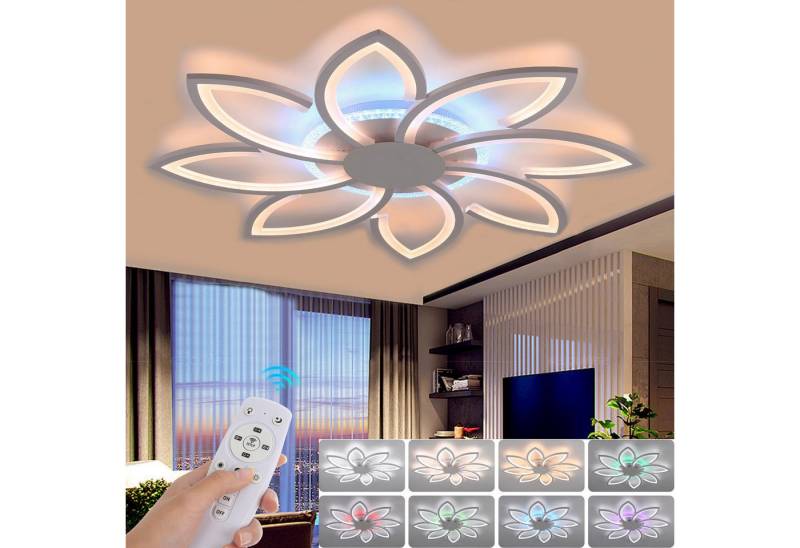 oyajia LED Deckenleuchte 52W/90W Deckenlampe RGB Farbwechsel Lamp, Dimmbare mit Fernbedienung, LED fest integriert, Warmweiß, Naturweiß, Kaltweiß, RGB, Blumenform Deckenleuchte für Wohnzimmer Schlafzimmer Kinderzimmer oyajia LED Deckenleuchte 52W/90W Deckenlampe RGB Farbwechsel Lamp, Dimmbare mit Fernbedienung, LED fest integriert, Warmweiß, Naturweiß, Kaltweiß, RGB, Blumenform Deckenleuchte für Wohnzimmer Schlafzimmer Kinderzimmer von oyajia