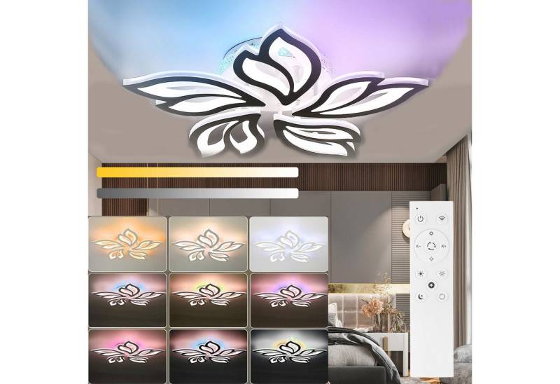 oyajia LED Deckenleuchte Modern Deckenleuchte mit RGB Backlamp,55W Deckenlampe in Blumenförmige, RGB Hintergrundbeleuchtung, LED fest integriert, Warmweiß, Naturweiß, Kaltweiß,RGB, Dimmbar Deckenleuchte für Wohnzimmer, Schlafzimmer, Party oyajia LED Deckenleuchte Modern Deckenleuchte mit RGB Backlamp,55W Deckenlampe in Blumenförmige, RGB Hintergrundbeleuchtung, LED fest integriert, Warmweiß, Naturweiß, Kaltweiß,RGB, Dimmbar Deckenleuchte für Wohnzimmer, Schlafzimmer, Party von oyajia