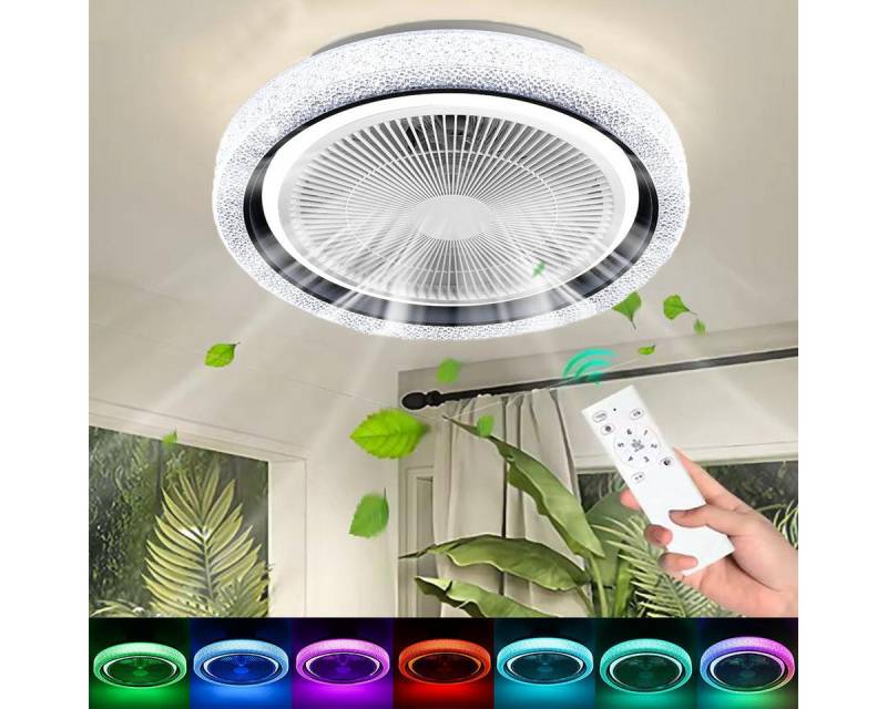 oyajia LED Deckenleuchte Musik RGB Deckenleuchte Deckenventilator 50cm, mit BT Lautsprecher, LED fest integriert, RGB, Leise Ventilator Dimmbar für Wohnzimmer, Schlafzimmer, Kinderzimmer oyajia LED Deckenleuchte Musik RGB Deckenleuchte Deckenventilator 50cm, mit BT Lautsprecher, LED fest integriert, RGB, Leise Ventilator Dimmbar für Wohnzimmer, Schlafzimmer, Kinderzimmer von oyajia