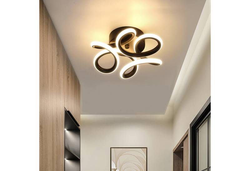 oyajia LED Deckenleuchte Schwarz Geometrie LED Deckenlampe, 36W Mini Blumen Kronleuchter, LED fest integriert, Warmweiß, 26cm × 9cm, Schlafzimmer Flur Hotel Esszimmer Dekoration Lampen von oyajia