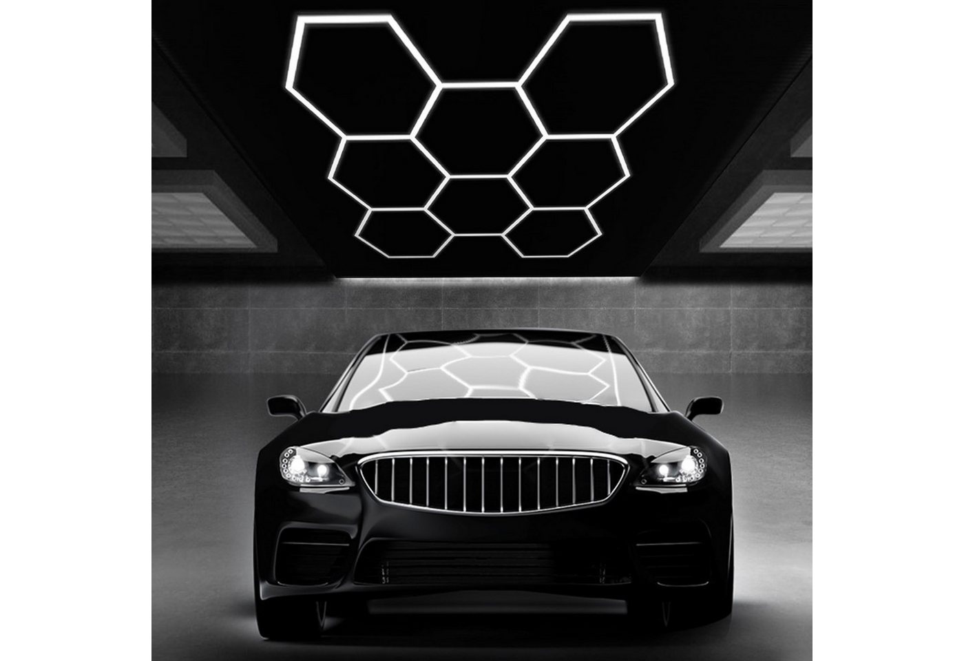 oyajia LED Dekolicht 14er-Pack Hexagon LED Deckenleuchte Werkstatt Garage Waben Beleuchtung, 280W, LED fest integriert, Kaltweiß, Sechseckige LED-Leuchte für Garage, Studio, Lager, Auto-Detailing-Shop oyajia LED Dekolicht 14er-Pack Hexagon LED Deckenleuchte Werkstatt Garage Waben Beleuchtung, 280W, LED fest integriert, Kaltweiß, Sechseckige LED-Leuchte für Garage, Studio, Lager, Auto-Detailing-Shop von oyajia