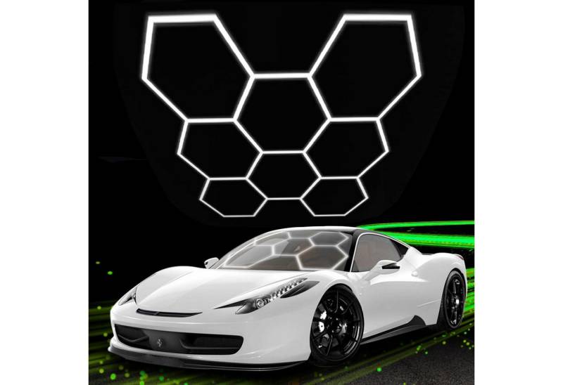 oyajia LED Dekolicht 520W LED Deckenleuchte Werkstatt Garage,Hexagon Waben LED Beleuchtung, LED fest integriert, ‎Kaltweiß, 408 x 240cm, 14er-Pack Hexagon LED Deckenleuchte Werkstatt Lamp von oyajia