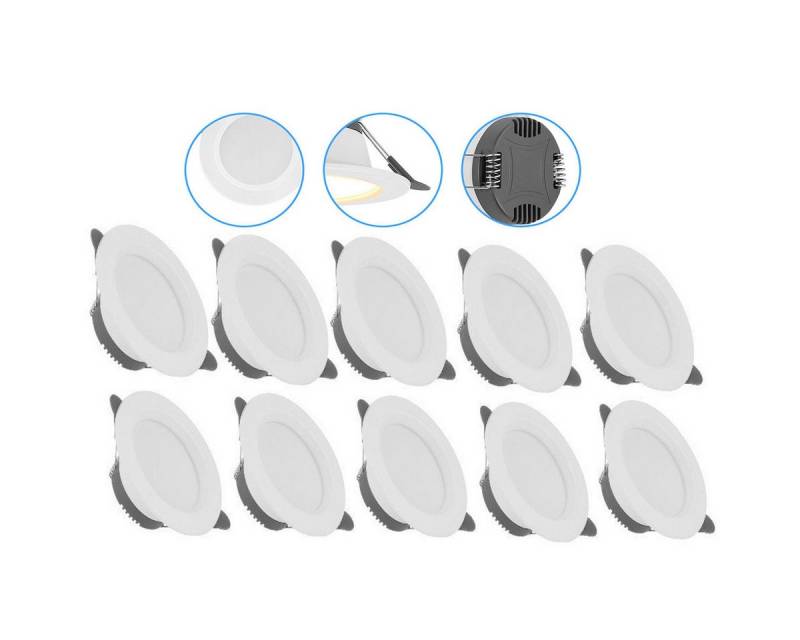 oyajia LED Einbauleuchte 10x LED Einbaustrahler 5W 230V IP44 Flach Badlampe von oyajia